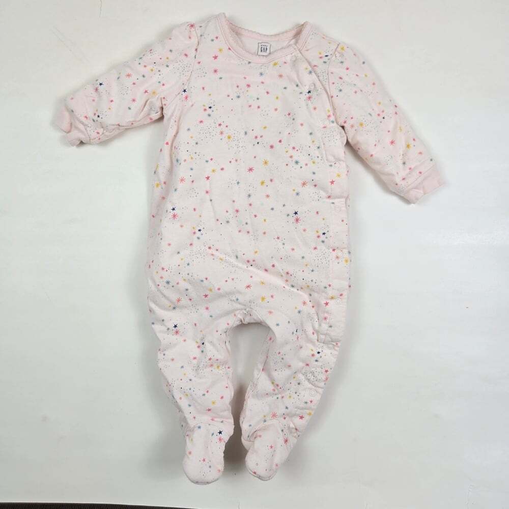 Baby GAP Pink Footed One-Piece 3-6 Months Star Print Snap Closure Thin Jacket